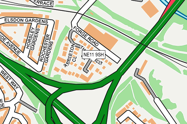 NE11 9SH map - OS OpenMap – Local (Ordnance Survey)