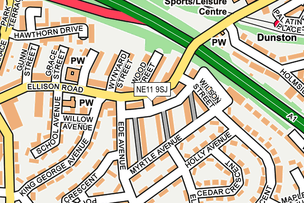 NE11 9SJ map - OS OpenMap – Local (Ordnance Survey)