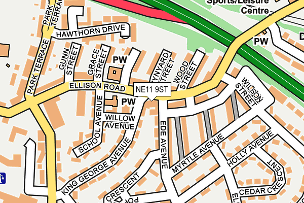 NE11 9ST map - OS OpenMap – Local (Ordnance Survey)