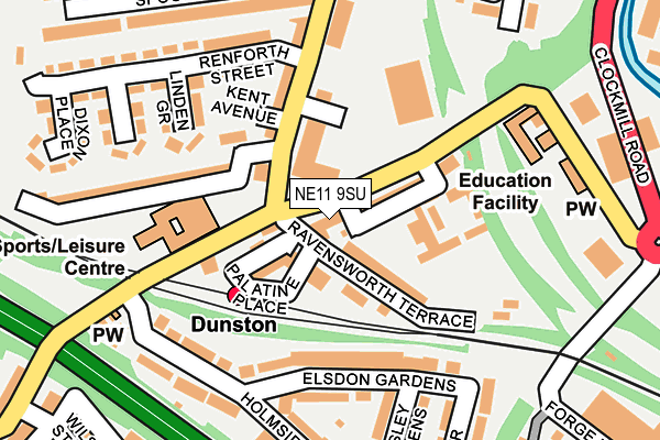 NE11 9SU map - OS OpenMap – Local (Ordnance Survey)