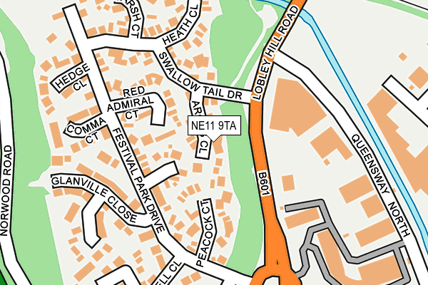 NE11 9TA map - OS OpenMap – Local (Ordnance Survey)