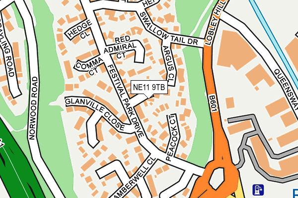 NE11 9TB map - OS OpenMap – Local (Ordnance Survey)