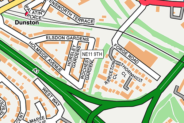 NE11 9TH map - OS OpenMap – Local (Ordnance Survey)