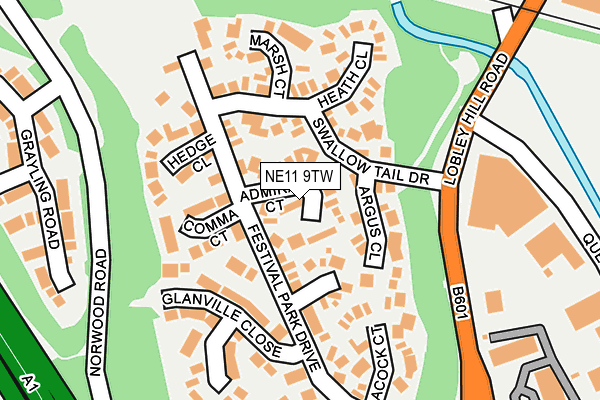 NE11 9TW map - OS OpenMap – Local (Ordnance Survey)
