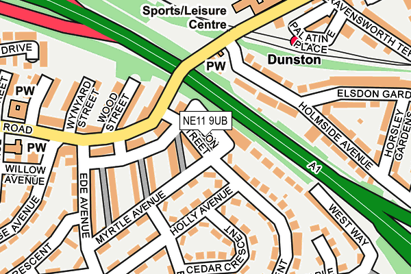 NE11 9UB map - OS OpenMap – Local (Ordnance Survey)