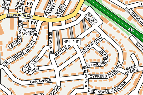 NE11 9UD map - OS OpenMap – Local (Ordnance Survey)