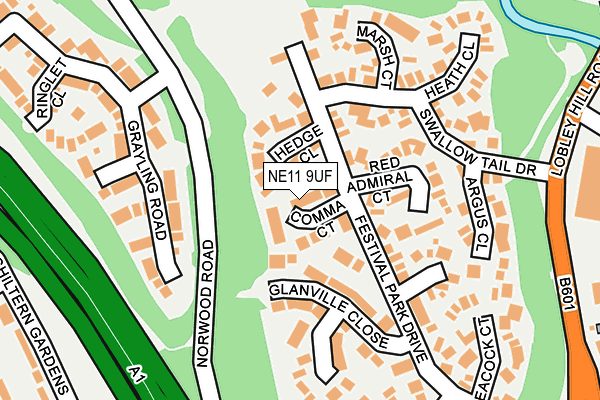 NE11 9UF map - OS OpenMap – Local (Ordnance Survey)