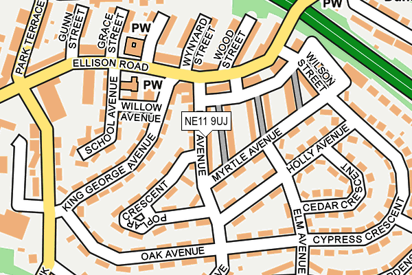 NE11 9UJ map - OS OpenMap – Local (Ordnance Survey)