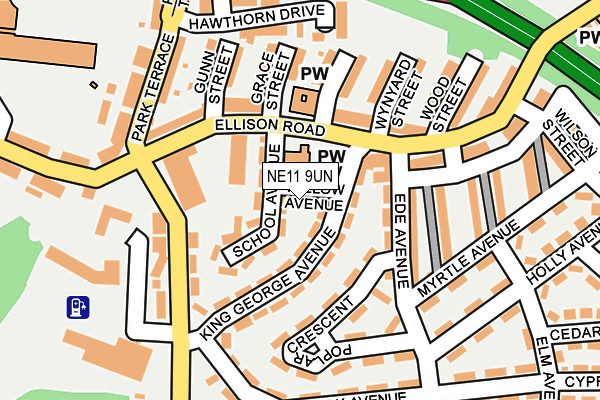 NE11 9UN map - OS OpenMap – Local (Ordnance Survey)