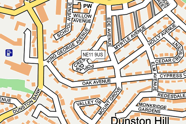 NE11 9US map - OS OpenMap – Local (Ordnance Survey)