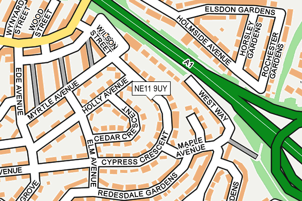 NE11 9UY map - OS OpenMap – Local (Ordnance Survey)