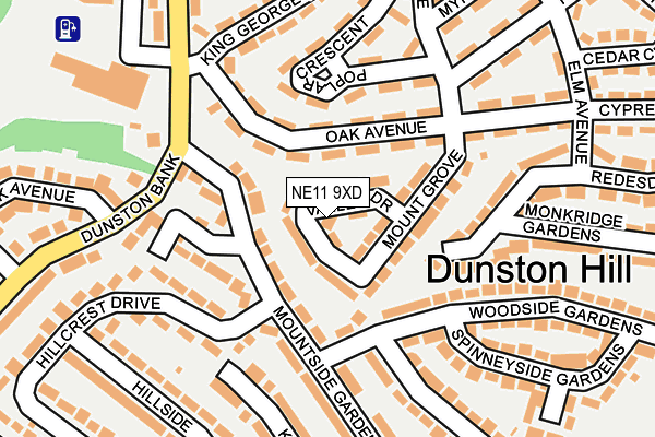 NE11 9XD map - OS OpenMap – Local (Ordnance Survey)