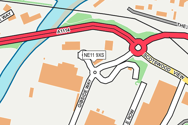 NE11 9XS map - OS OpenMap – Local (Ordnance Survey)