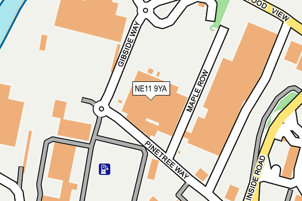 NE11 9YA map - OS OpenMap – Local (Ordnance Survey)