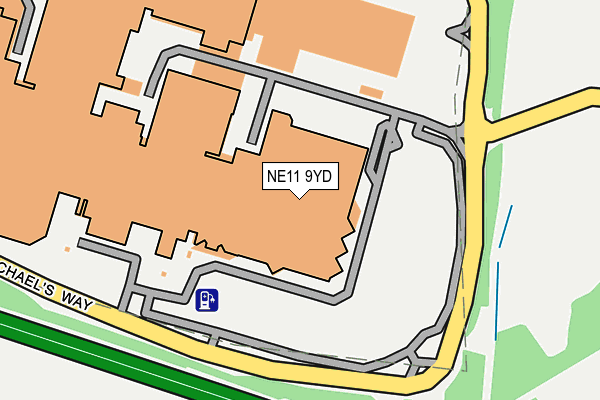 NE11 9YD map - OS OpenMap – Local (Ordnance Survey)