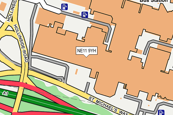 NE11 9YH map - OS OpenMap – Local (Ordnance Survey)