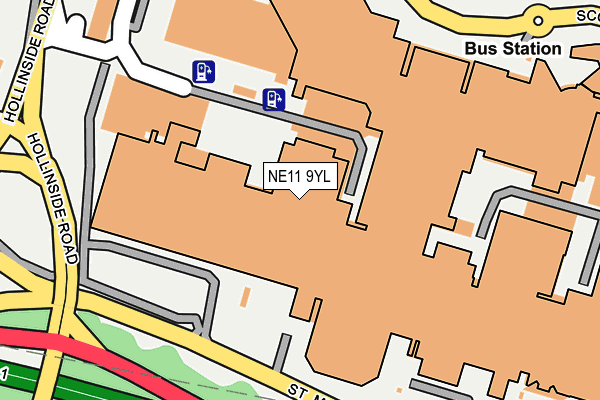 NE11 9YL map - OS OpenMap – Local (Ordnance Survey)