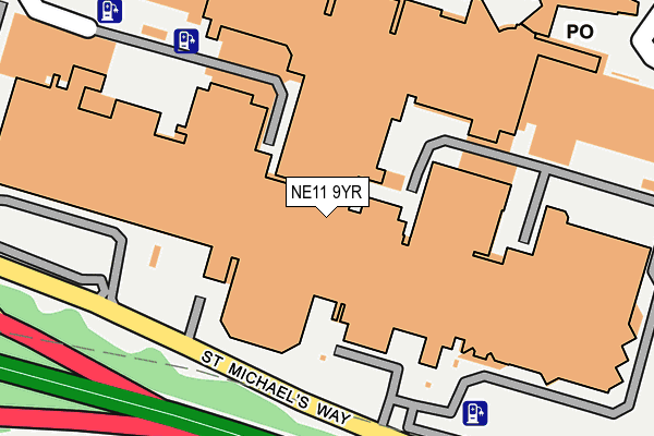 NE11 9YR map - OS OpenMap – Local (Ordnance Survey)