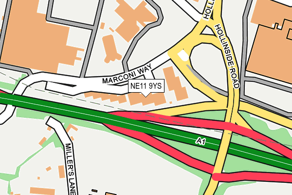 NE11 9YS map - OS OpenMap – Local (Ordnance Survey)