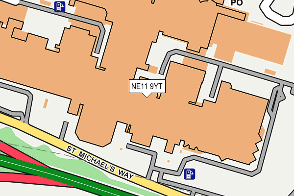 NE11 9YT map - OS OpenMap – Local (Ordnance Survey)