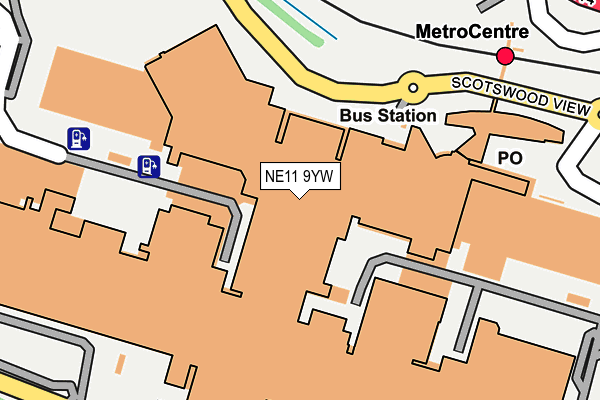 NE11 9YW map - OS OpenMap – Local (Ordnance Survey)