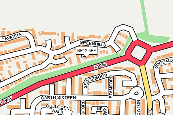 NE12 5BF map - OS OpenMap – Local (Ordnance Survey)