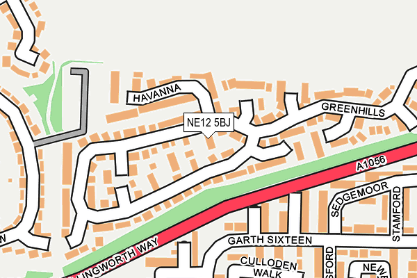 NE12 5BJ map - OS OpenMap – Local (Ordnance Survey)