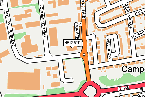 NE12 5YD map - OS OpenMap – Local (Ordnance Survey)