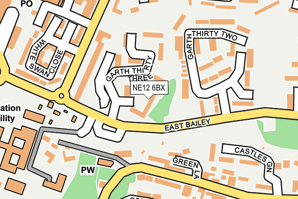 NE12 6BX map - OS OpenMap – Local (Ordnance Survey)