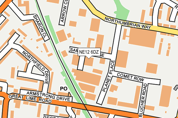 NE12 6DZ map - OS OpenMap – Local (Ordnance Survey)
