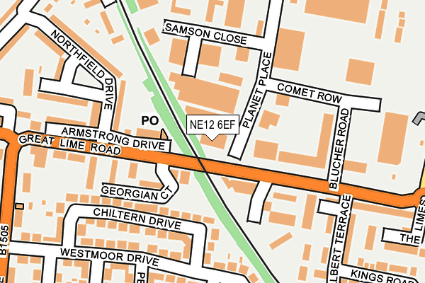 NE12 6EF map - OS OpenMap – Local (Ordnance Survey)