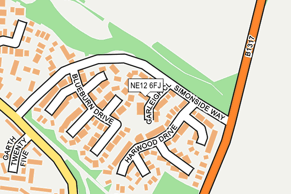 NE12 6FJ map - OS OpenMap – Local (Ordnance Survey)