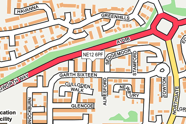 NE12 6PF map - OS OpenMap – Local (Ordnance Survey)