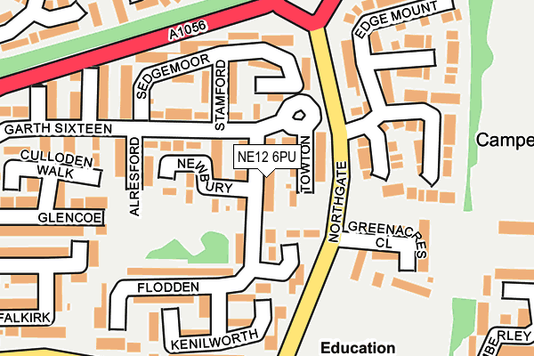 NE12 6PU map - OS OpenMap – Local (Ordnance Survey)