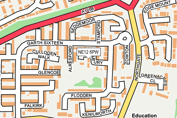 NE12 6PW map - OS OpenMap – Local (Ordnance Survey)