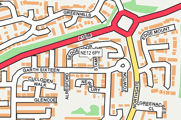 NE12 6PY map - OS OpenMap – Local (Ordnance Survey)