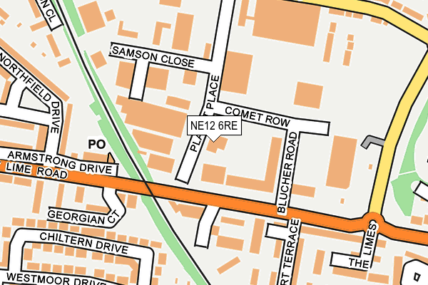 NE12 6RE map - OS OpenMap – Local (Ordnance Survey)