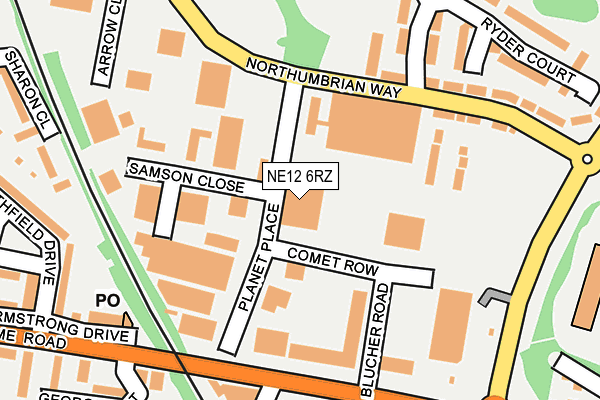 NE12 6RZ map - OS OpenMap – Local (Ordnance Survey)