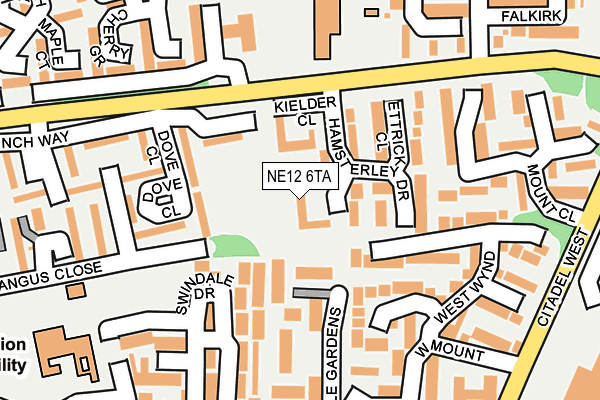 NE12 6TA map - OS OpenMap – Local (Ordnance Survey)