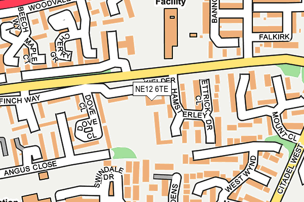 NE12 6TE map - OS OpenMap – Local (Ordnance Survey)