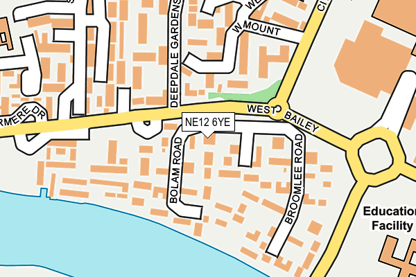 NE12 6YE map - OS OpenMap – Local (Ordnance Survey)