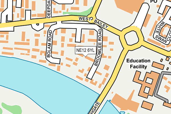 NE12 6YL map - OS OpenMap – Local (Ordnance Survey)