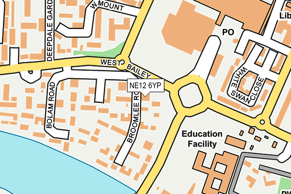 NE12 6YP map - OS OpenMap – Local (Ordnance Survey)