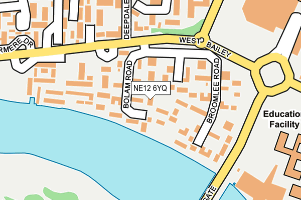 NE12 6YQ map - OS OpenMap – Local (Ordnance Survey)
