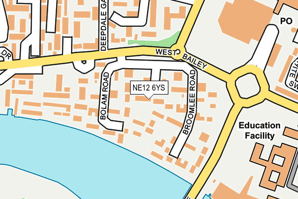 NE12 6YS map - OS OpenMap – Local (Ordnance Survey)