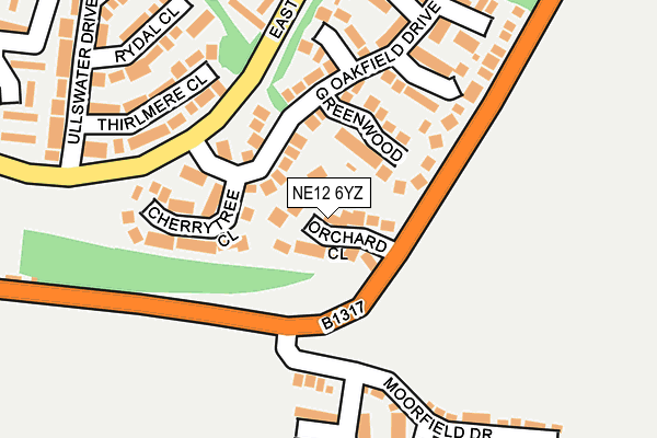 NE12 6YZ map - OS OpenMap – Local (Ordnance Survey)
