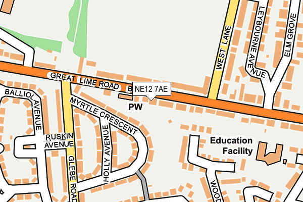 NE12 7AE map - OS OpenMap – Local (Ordnance Survey)