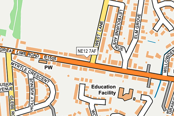 NE12 7AF map - OS OpenMap – Local (Ordnance Survey)