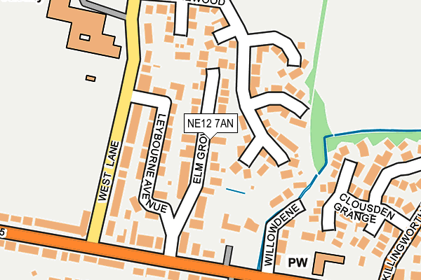 NE12 7AN map - OS OpenMap – Local (Ordnance Survey)