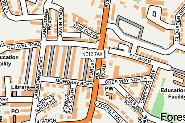 NE12 7AX map - OS OpenMap – Local (Ordnance Survey)